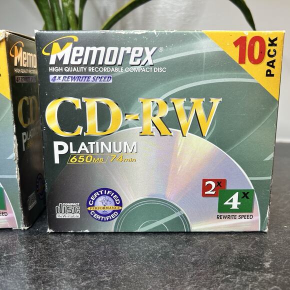 Memorex CD-RW Platinum 4x Rewritable Speed 650MB / 74 mins 21 Discs New & Sealed - Picture 4 of 10